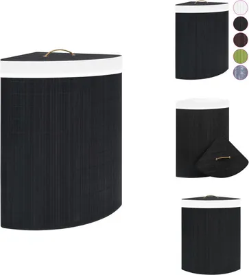 Image de vidaXL Panier à linge d'angle en bambou noir 60 L - Paniers à linge