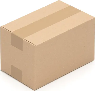 A single cardboard box on a white background.