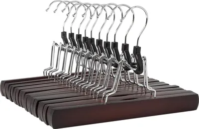 Obrázok produktu pre Amazon Basics drevený vešiak na nohavice, čerešňovo červený, balenie 10 ks, 25x16,5 cm