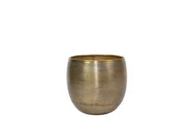 A gold-colored pot on a white background.