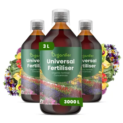 Produktbild von Flüssigdünger Universal 3x1L – 3-4-3 NPK – Flüssig-Pflanzendünger Für Alle Pflanzen – Organifer