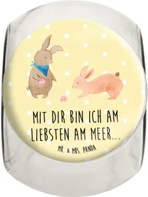 Produktbild von Mr. & Mrs. Panda Süßigkeiten Glas Hasen Muschel L 870ml - Gelb Pastell - Geschenk, Vorratsglas, Meer, Bruder, Teedose, Bonboniere, glasbehälter, Vorratsbehälter, Strand
