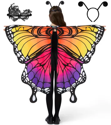 Imagen del producto de Disfraces infantiles con alas de mariposa y máscara, ideales para fiestas