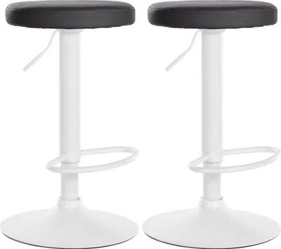 Produktbild von CLP 2er Set Barhocker Ponte Kunstleder höhenverstellbar und drehbar schwarz Material Gestell Metall matt weiss