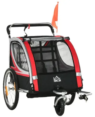 Immagine prodotto di Rimorchio 2-in-1 per biciclette e passeggini per bambini | Colore: Rosso e nero | Dimensioni: 75x142x101 cm