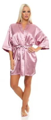 Produktbild von Damen Morgenmantel kurzer Kimono in Satin-Optik; Heide XL