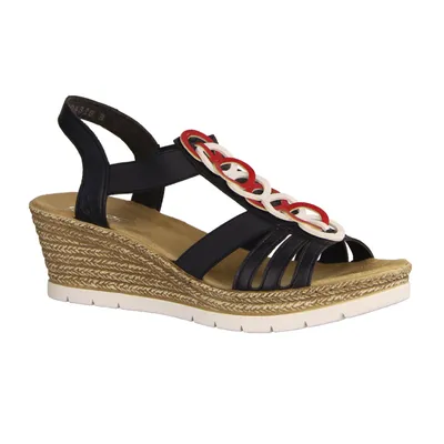 Produktbild von Rieker 619F6-14 Keilsandalette, Damen, Blau, Synthetik, NEU - Damenschuhe Sandalette / Sling, Blau