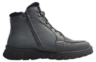 Imagen del producto de Zapatos para hombre Waldläufer H-Lino, forro cálido, botas con cordones, color negro, para uso casual