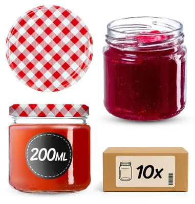 10 Einmachgläser 200 ml mit Schraubdeckel Ø 66 mm, dickwandig, luftdicht