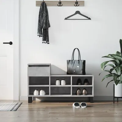 Productafbeelding van Schoenenkast in betonkleur, 102 x 36 x 60 cm, gemaakt van houtvezelplaat