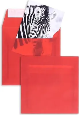 Produktbild von Briefumschläge Offset transparent 125x125mm 100g/qm HK VE=100 Stück intensivrot