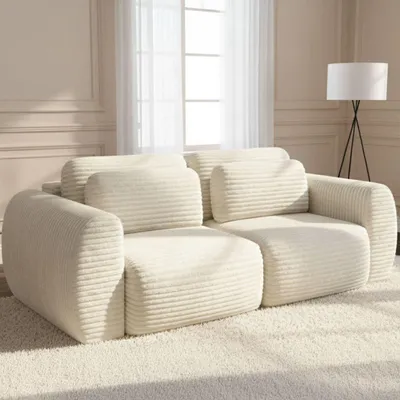 Immagine prodotto di Golgi - Divano Letto 2 Posti, 266x121 cm Bianco Crema, Contenitore