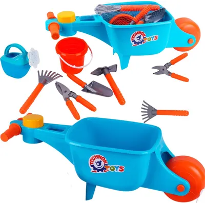 Image de Set de jardinage Brouette Seau Outils Pelle Râteau Arrosoir Pour Enfants 8485