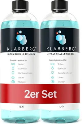 Produktbild von KLARBERG® Ultraschallreiniger Konzentrat 2L I Reinigung von Brillen, Schmuck, Zahnersatz, Uhren im Ultraschallbad