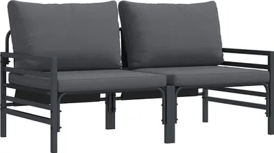 Produktbild von vidaXL Gartenmöbel mit Kissen 2 Stück Anthrazit 80 x 80 x 71 cm Stahl