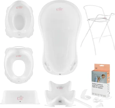 Produktbild von Babywanne, Sitz, Ständer, Schemel, Topf, Toilettensitz, Abfluss – Weiß