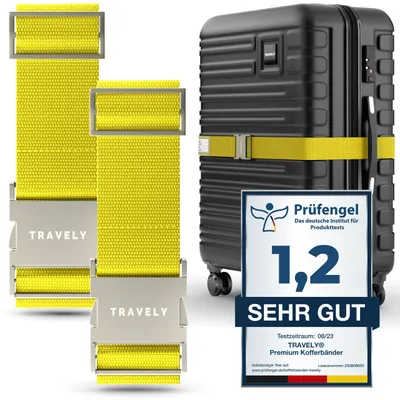 Produktbild von Omgoods – Premium-Kofferband mit Metallverschluss – Set aus 2 Stück in Grau