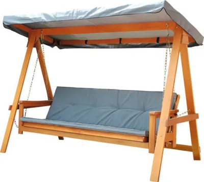 Produktbild von Hollywoodschaukel GARDEN PLACE Elin 117,5 cm x 235 cm x 178,5 cm grau aus geöltem Merantiholz, verstellbar, klappbar