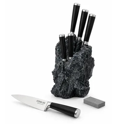 Produktbild von STONELINE® Edelstahl Messer Set 5-teilig  mit Messerblock | Excalibur®