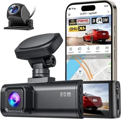 Productafbeelding van 4K Dashcam Auto - Autocamera Voor Achter - Verkeerssituaties Vastleggen - Geïntegreerde Wifi En GPS - 318 Inch Scherm - Zwart