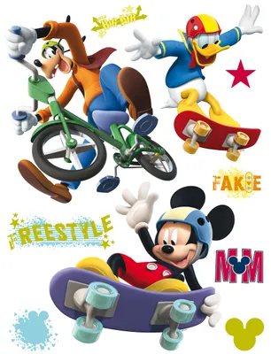 Image de Autocollant mural Disney Mickey Mouse, Donald Duck & Goofy bleu, violet et rouge - 600183 - 65 x 85 cm