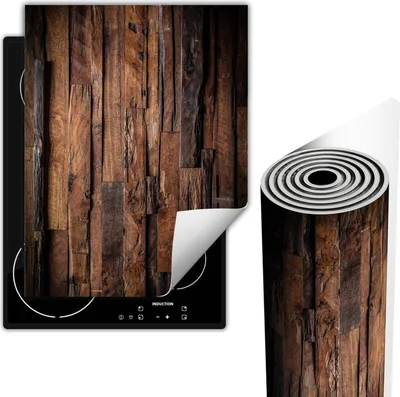 Produktbild von Herdabdeckplatten Glaskeramikkochfeld-Abdeckung 40x52 cm Anti Rutsch Matte Aufrollbar, Holz Bronze