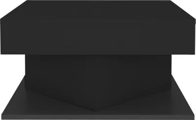 A 3D rendering of a black coffee table.