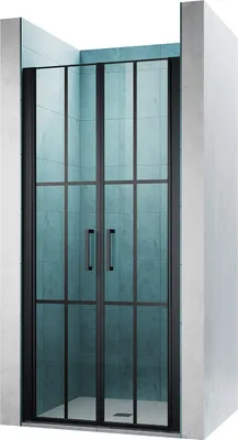 Produktbild von SONNI Duschtüren Nischentür 90x195cm Doppeltür Pendeltür Duschabtrennung Nischendrehtür Duschtür Schwingtür Duschkabine ESG Glas Schwarz