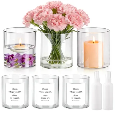 Image de Omgoods - Ensemble de 6 vases en verre transparent pour la décoration de table