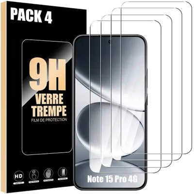 Image de 4 Verre Trempé pour Xiaomi Redmi Note 15 Pro 4G, Protection d'écran Anti-Rayures 9H Antichoc