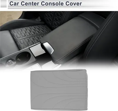 Produktbild von Auto Mittelkonsole Abdeckung Auto Armlehnenabdeckung 12,2"x7,87"x1,97" Graues Nappaleder, Memory Foam Flügelmuster