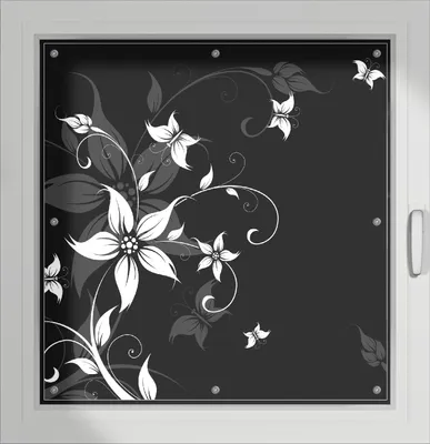 Produktbild von Wallario Lichtschutzbild, Dekorativer Sichtschutz Sonnenschutz 96 x 93 cm mit Motiv: Blumenranke in Schwarz-Weiß - Verdunklung ohne Bohren