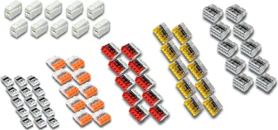 Produktbild von 65 Stück Wago Klemmen / Serie 2273 + 224 / 15x202 10x203 10x204 10x205 10x208 10x224-112 / Verbindungsklemme Steckklemme Lampenklemme