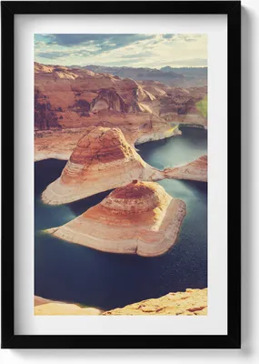 Produktbild von Powel-See USA– Wandbild mit Rahmen – Gerahmtes Bild  – Wanddekoration – 40x60 cm –  Schwarz