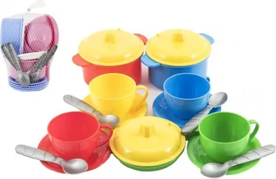 Obrázek produktu pro Sada nádobí plast barevné 18ks 12m+