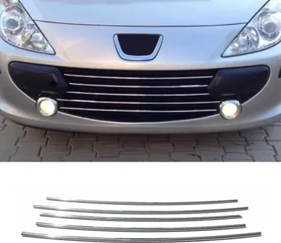 Image de Moulure de Grille de Calandre pour Peugeot 307 2005-2008 acier inox Chromé 5Pcs