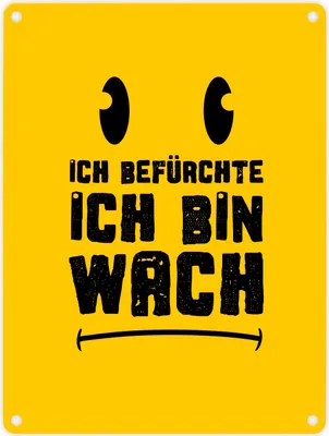Produktbild von Ich befürchte ich bin wach Metallschild in 15x20 cm mit Emoticon