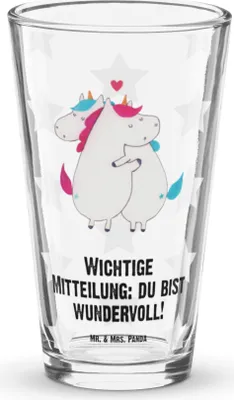Produktbild von Mr. & Mrs. Panda Glas Einhorn Mitteilung - Transparent - Geschenk, Bierglas, Valentinstag, Lustig, Longdrinkglas, Liebe, Wasserglas, Einhörner, Unicorn, Spruch