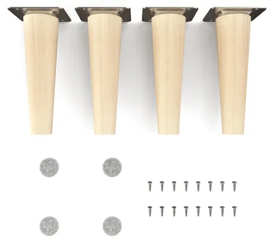 Produktbild von 4x sossai Holzfüße rund - gerade Ausführung 15cm Buche Naturbelassen