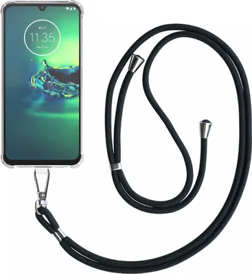 Image de Housse de téléphone pour Motorola
  Moto G8 Plus Transparent Antichoc avec Lanière Universelle Détachable -
  Housse silicone antichoc avec dragonne - Smartphonics