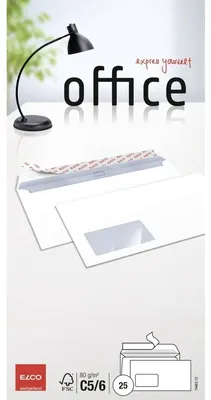 Produktbild von ELCO Briefumschlag Elco Office, C5/6,hochweiß, mit Fenster, 80 g... 20 Stück Verkaufseinheit 661336 7610425347807