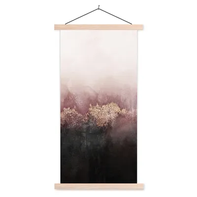Produktbild von MuchoWow® Textilposter Glitter - Gold - Abstrakt 60x120 cm mit holzfarbenen Rahmen - Holz