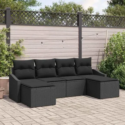 Immagine prodotto di Maison Exclusive - Set da giardino per 6 persone, colore nero, realizzato in rattan sintetico