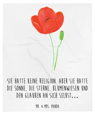 Produktbild von Mr. & Mrs. Panda Bettdecke Blume Mohnblume - Weiß - Geschenk, Garten, Motivation, Plaid, Mohn, Kuscheldecke, Bettüberwurf, Decke, Tagesdecke, Naturliebe, Respekt, Glaube