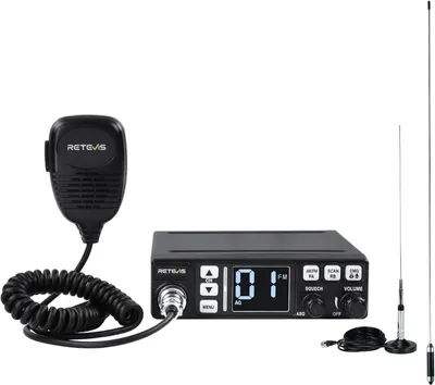 Image de Retevis MB63A Radio CB, radio AM/FM CB avec antenne, radio NB/ANL CB, 12V - 24V, VOX, EMG CH9/19, radio portable CB pour les emplois dans le secteur des transports