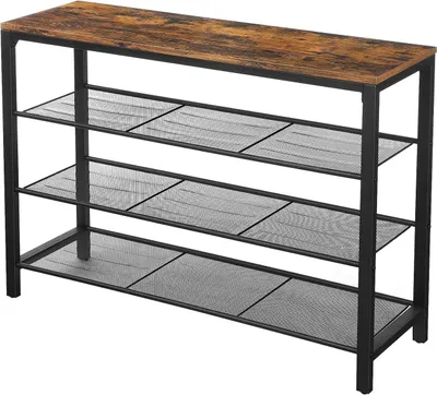 Productafbeelding van Hoppa! Vintage metalen schoenenrek | Bruin/Zwart - 90 x 31 x 73 cm (L x B x H)