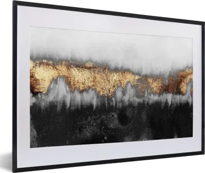 Produktbild von MuchoWow® Gerahmtes Poster Gold - Chic - Abstrakt 60x40 cm - Poster mit Schwarzem Bilderrahmen Wandposter Rahmen Foto Bilder - Schlafzimmer - Plakat in Rahmen - Drucken