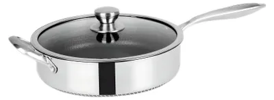Produktbild von Cheffinger, Hochrandpfanne 28cm Wabenbeschichtung mit Deckel, Silber