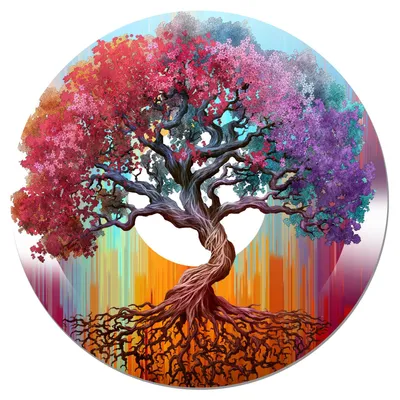 Lebensbaum-Wanddeko aus Holz, bunt, 45 cm