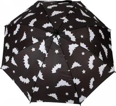 Produktbild von Schwarzer Gothic Regenschirm mit Fledermäusen als Muster